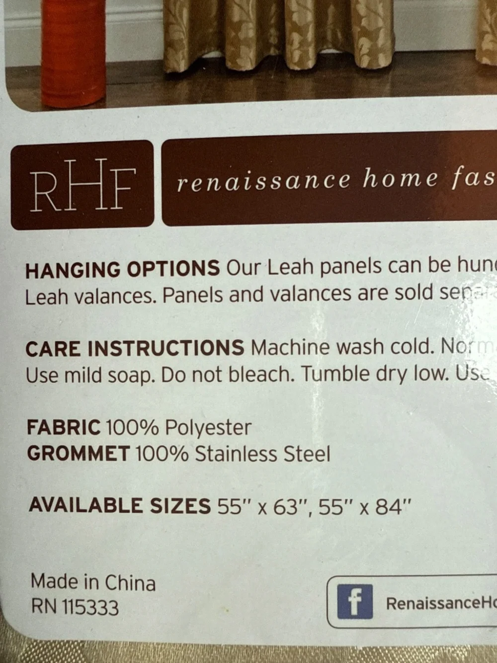 Renaissance Home Fashion Leah 1 Pc Jacquard Grommet Panel